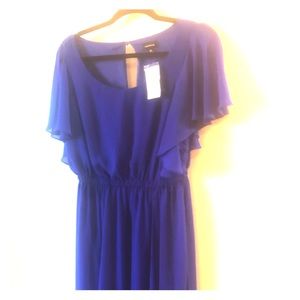Cobalt Blue Chiffon Dress NWOT